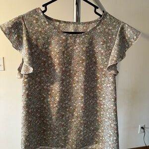 Floral Ruffle Sleeve Top